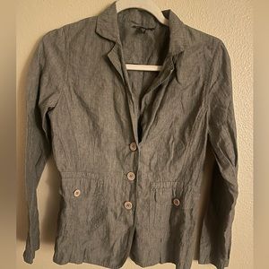 Eileen Fisher Linen Blend‎ Gray Blazer w/ Pockets size XS